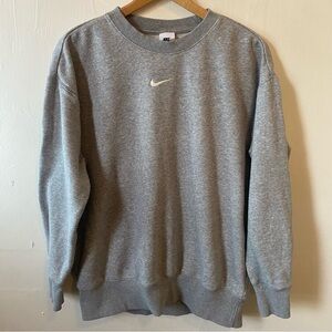 Nike Mini Swoosh Crewneck Sweatshirt Gray Small Pullover Athletic Gym Workout